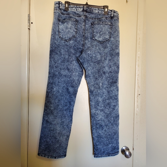 One Five One Ultra Soft Knit Blue White Acid Wash Jean Pants Women's Size 18W - Picture 2 of 5
